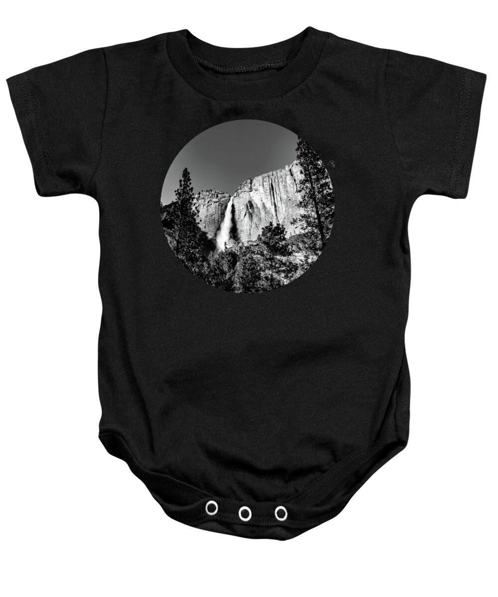 Waterfall Baby Onesie featuring the photograph Upper Falls, Black and White by Adam Morsa
