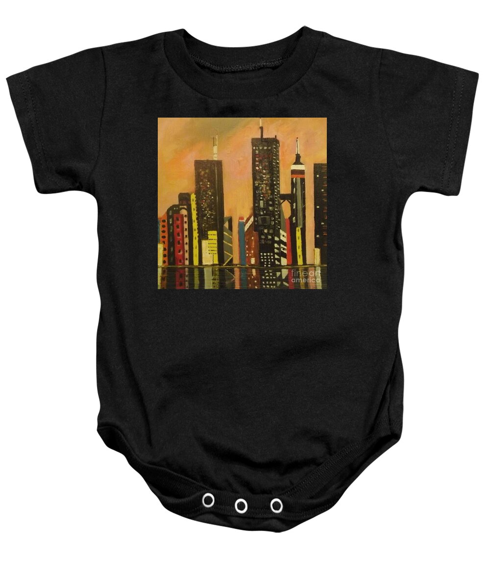 Acrylic Baby Onesie featuring the painting Urban Jungle by Denise Morgan