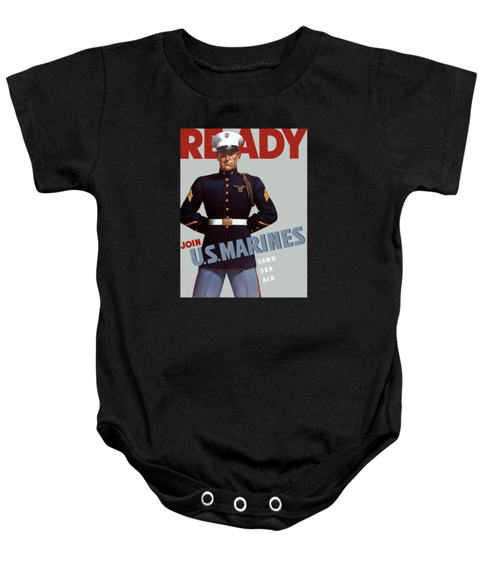 Marine Recruiting Baby Onesie featuring the painting US Marines - Ready by War Is Hell Store