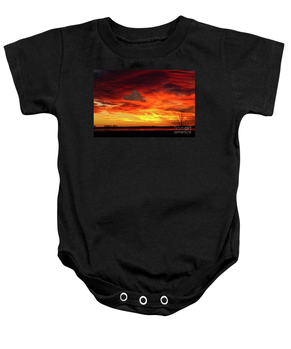 Hearts Baby Onesie featuring the photograph Valentines Day Sunrise Love in the Clouds Nature Image by James BO Insogna