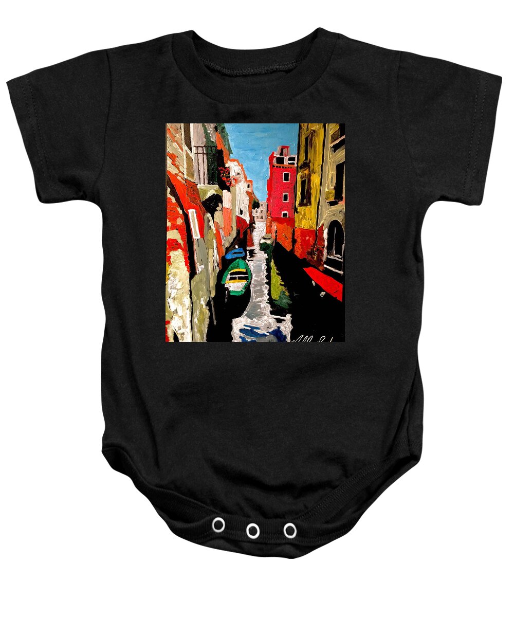 Water Scape Baby Onesie featuring the painting Venice Italy by Neal Barbosa