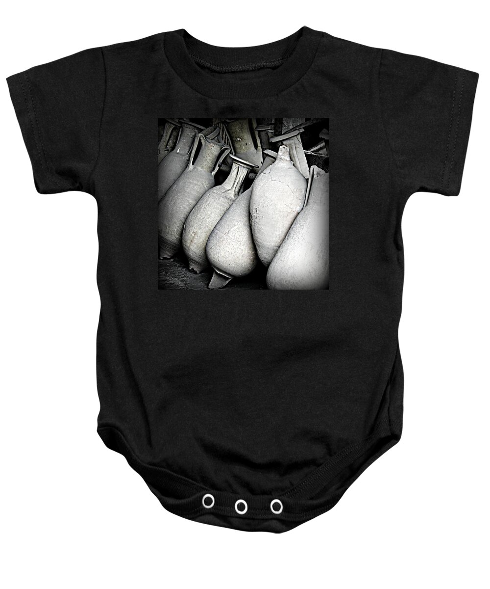 Pompeii Baby Onesie featuring the photograph Vessels in Pompeii by Mary Pille