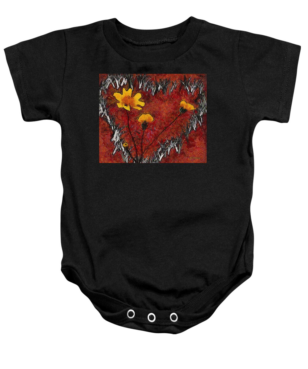 Semi-abstract Baby Onesie featuring the painting Vincent's Valentine by RC DeWinter