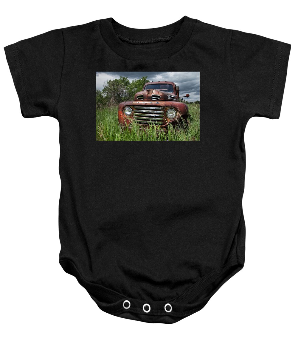 Rusty Trucks Baby Onesie featuring the photograph Vintage Ford Truck by Theresa Tahara
