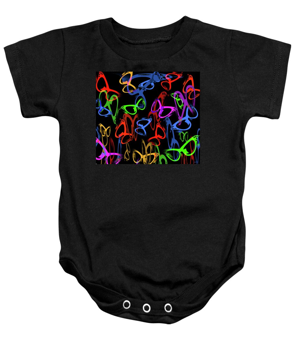 Eyeglasses Baby Onesie featuring the mixed media Visual Distinction Pattern Print 2 by Lesa Fine