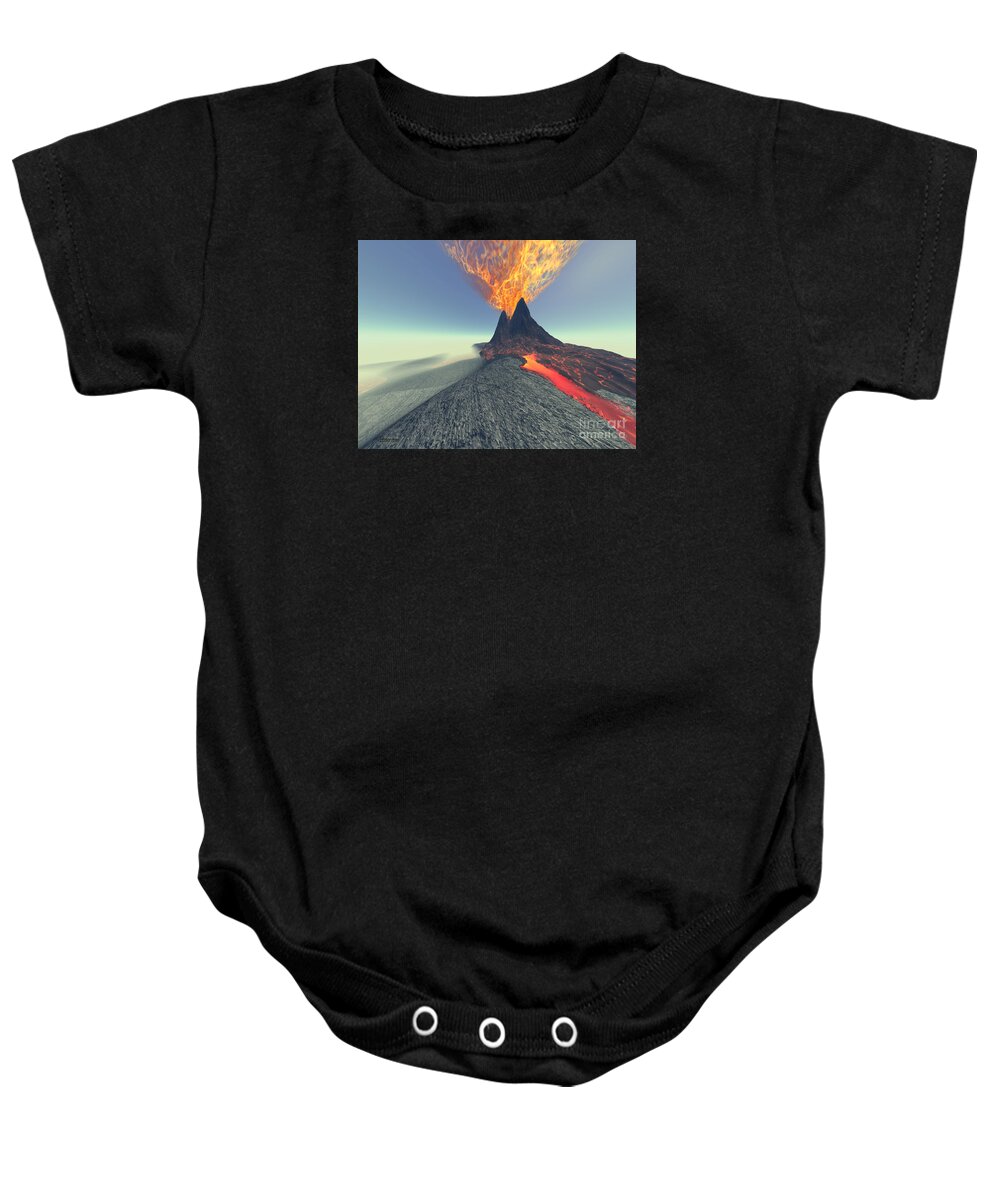 Volcanic Baby Onesie featuring the painting Volcano by Corey Ford