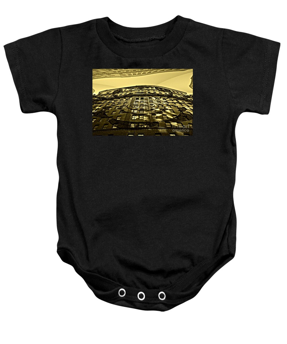 Wall St. Building Baby Onesie featuring the photograph Wall Street Looking Up by Julie Lueders 