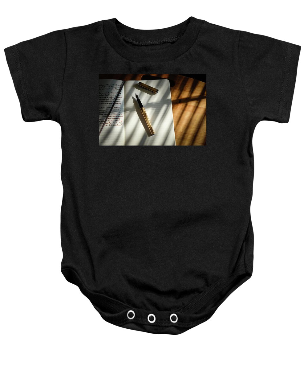 Fountain Pens Baby Onesie featuring the photograph Warm Gold Colors by Monte Stevens