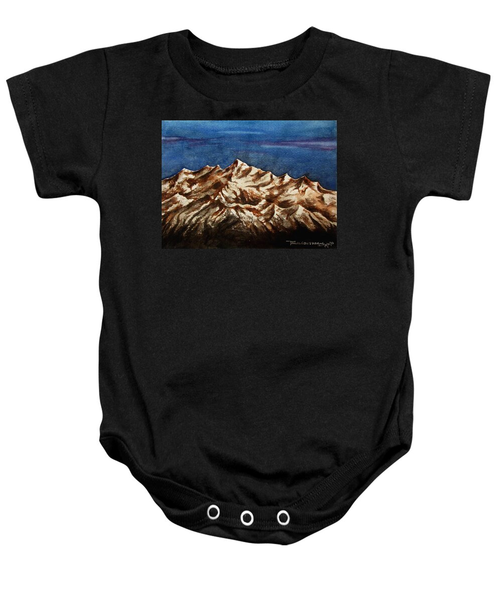 Art Baby Onesie featuring the painting Mountain -6 by Tamal Sen Sharma