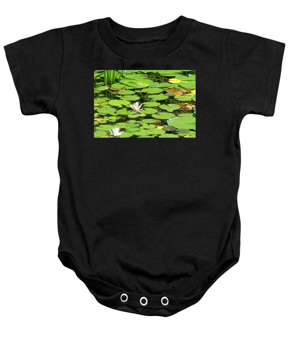 Water Lilies Baby Onesie featuring the photograph Water lillies by Peter Ponzio