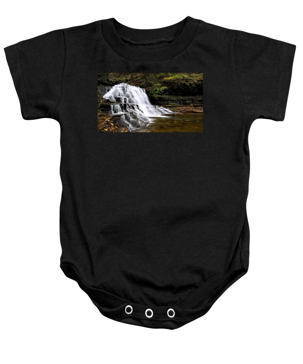 Waterfalls Baby Onesie featuring the photograph Waterfall Cascade Salt Springs State Park by Christina Rollo