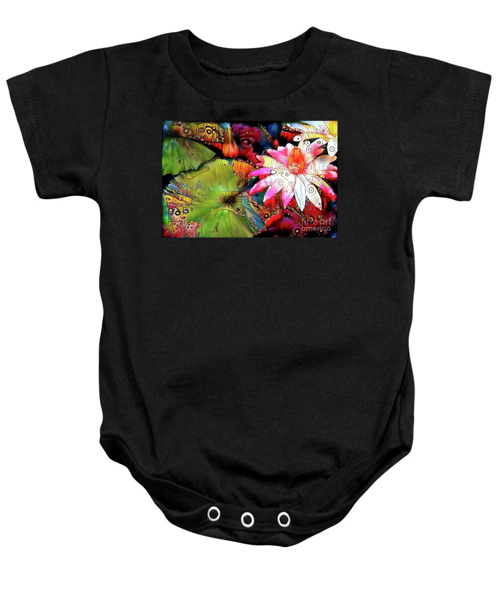 Aquatic Plant Baby Onesie featuring the digital art Waterlilies 15 by Amy Cicconi