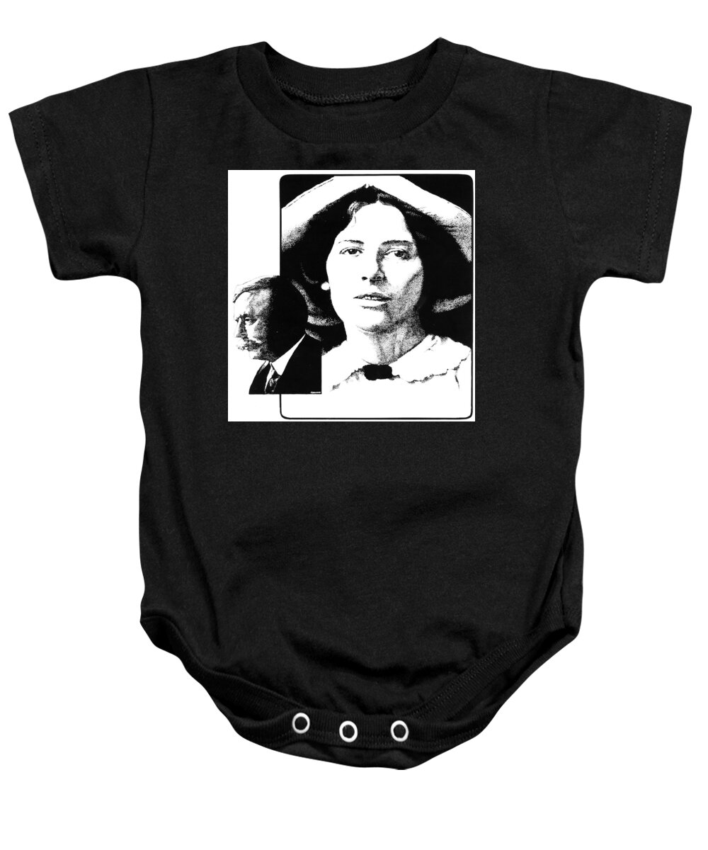 Rebecca Baby Onesie featuring the drawing West and Wells by David Kleinsasser