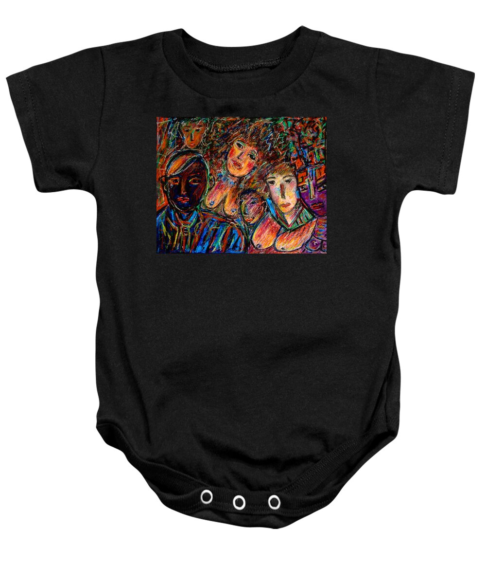 Figurative Art Baby Onesie featuring the mixed media What Are You Looking At-17 by Natalie Holland