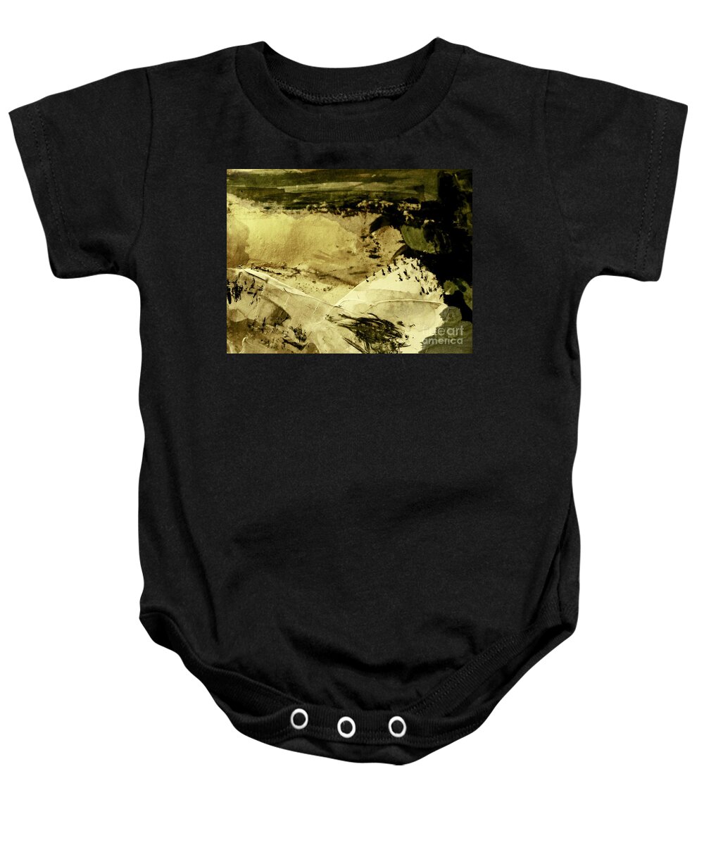 Abstract Landscape Painting Baby Onesie featuring the painting What's Left of My Mountain by Nancy Kane Chapman