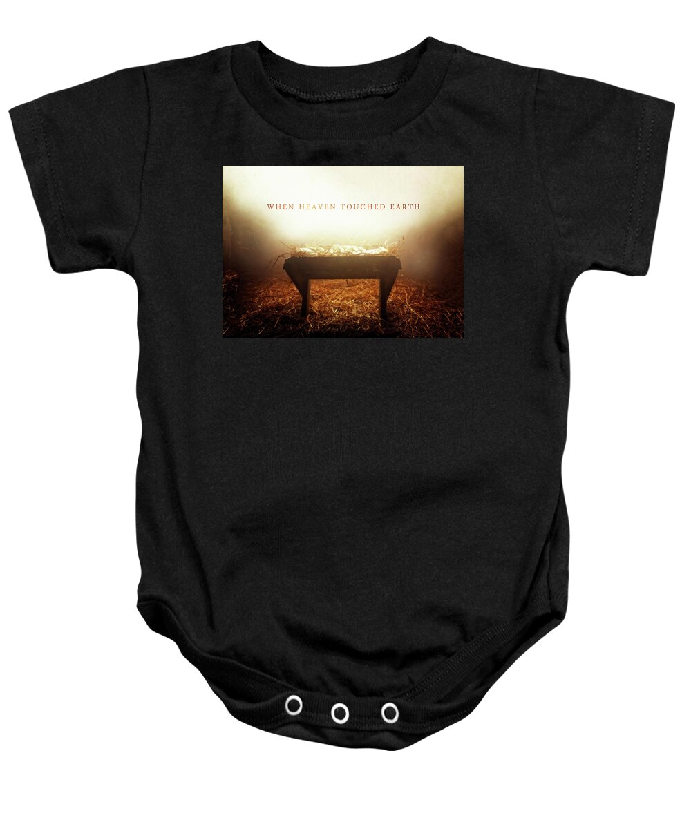 Holiday Baby Onesie featuring the digital art When Heaven Touched Earth by Kathryn McBride