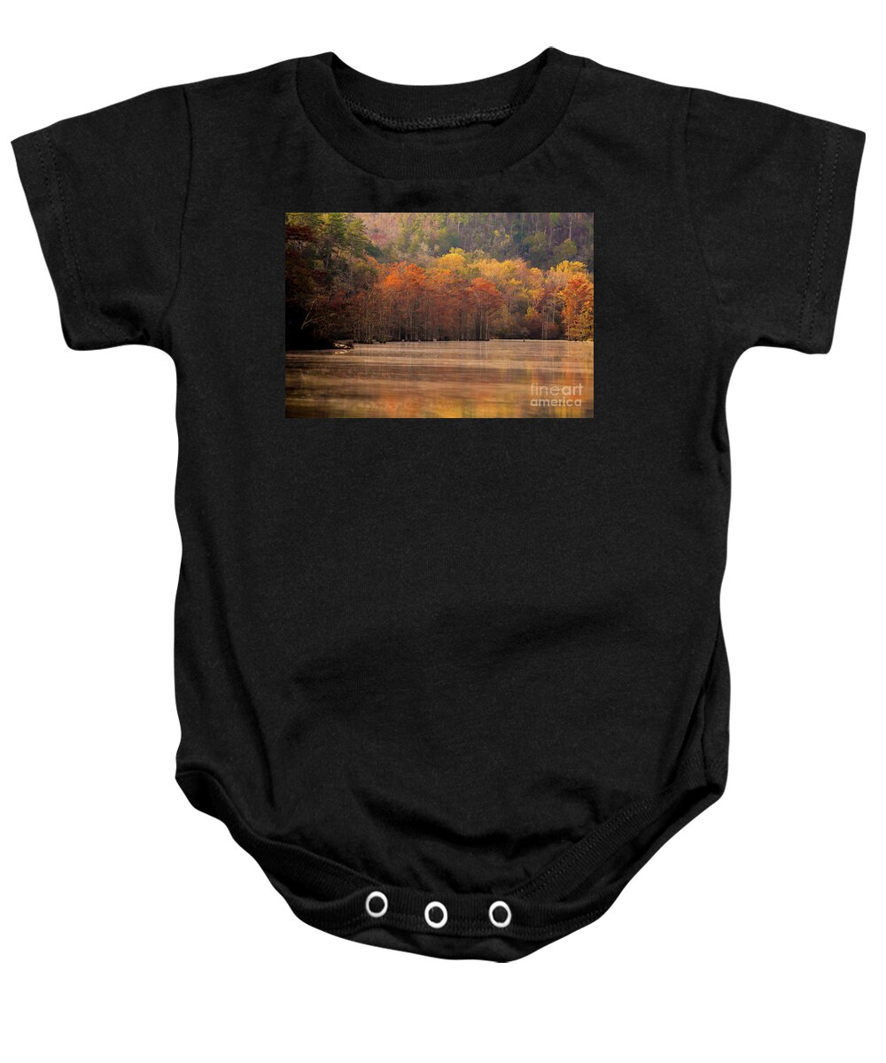 Trees Baby Onesie featuring the photograph Whispering Mist by Iris Greenwell
