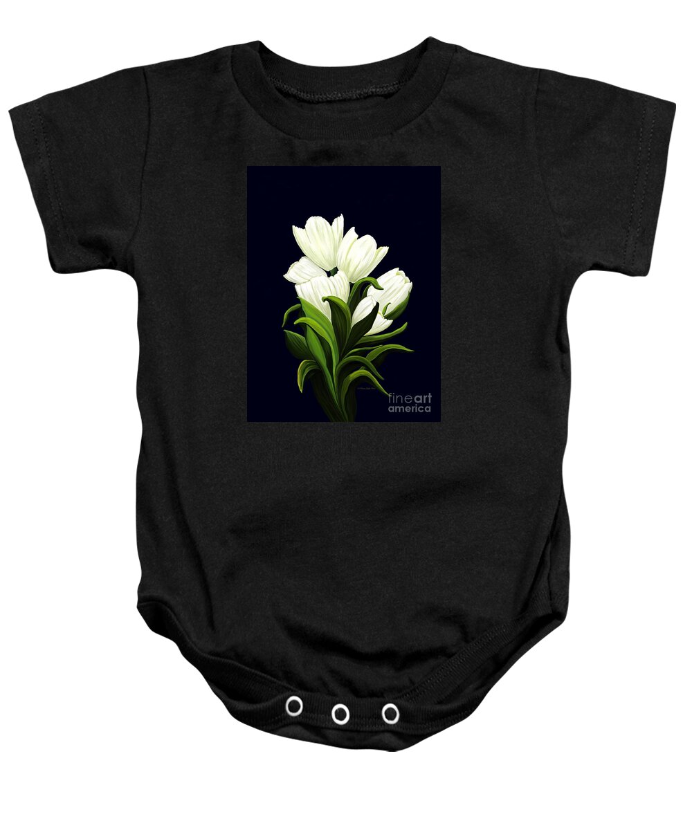 Mixed Media Baby Onesie featuring the painting White Tulips by Patricia Griffin Brett