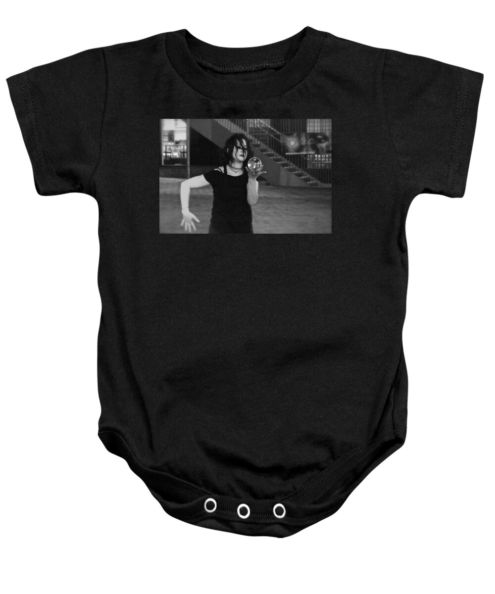 Black And White Baby Onesie featuring the photograph Whole World in Her Hand by Mike Reilly