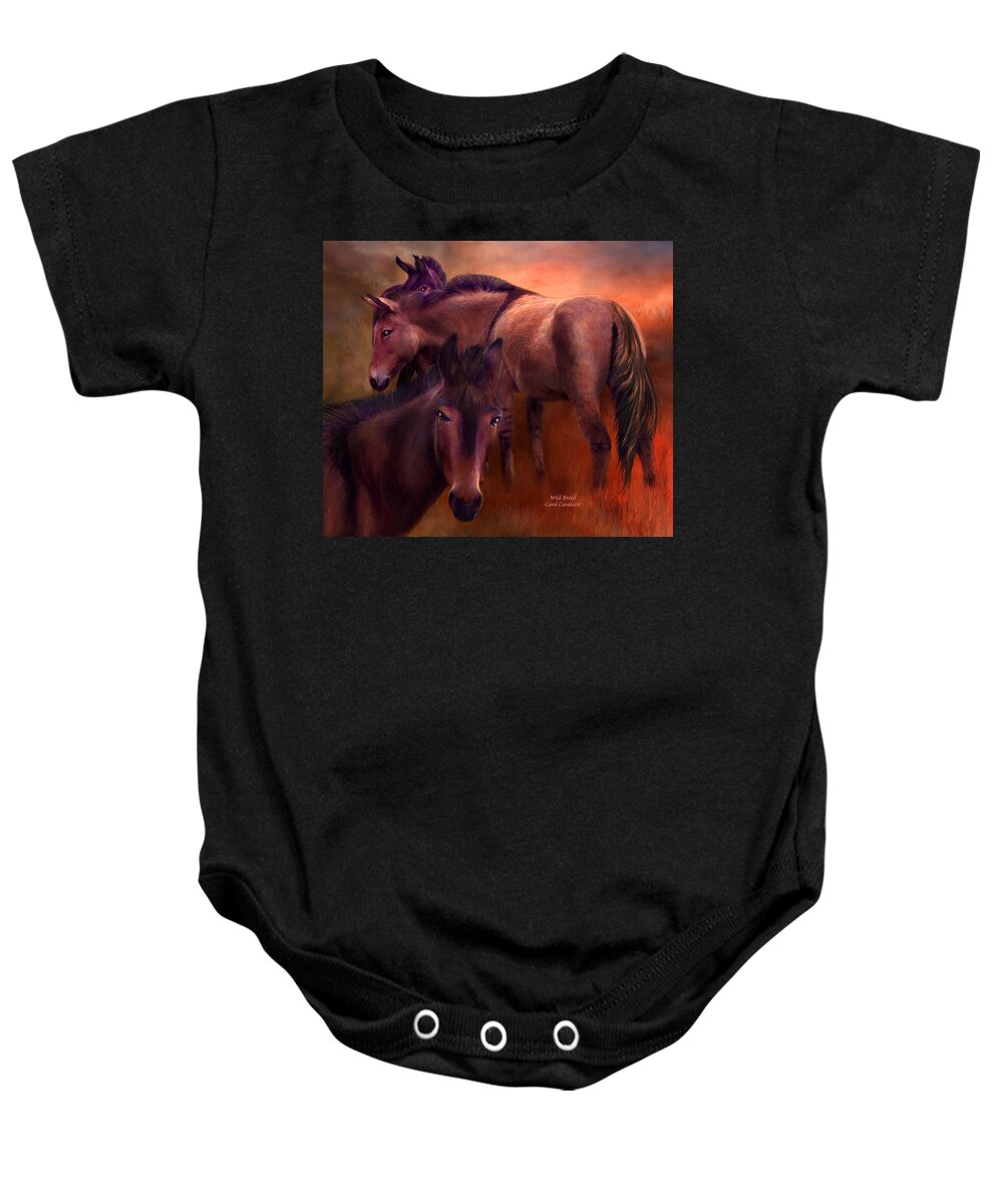 Horse Baby Onesie featuring the mixed media Wild Breed by Carol Cavalaris