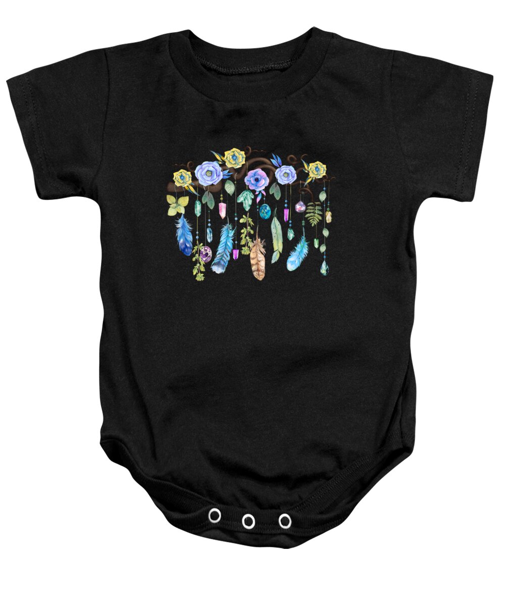 Painting Baby Onesie featuring the painting Wild Wood Roses And Twisted Branches Spirit Gazer by Little Bunny Sunshine