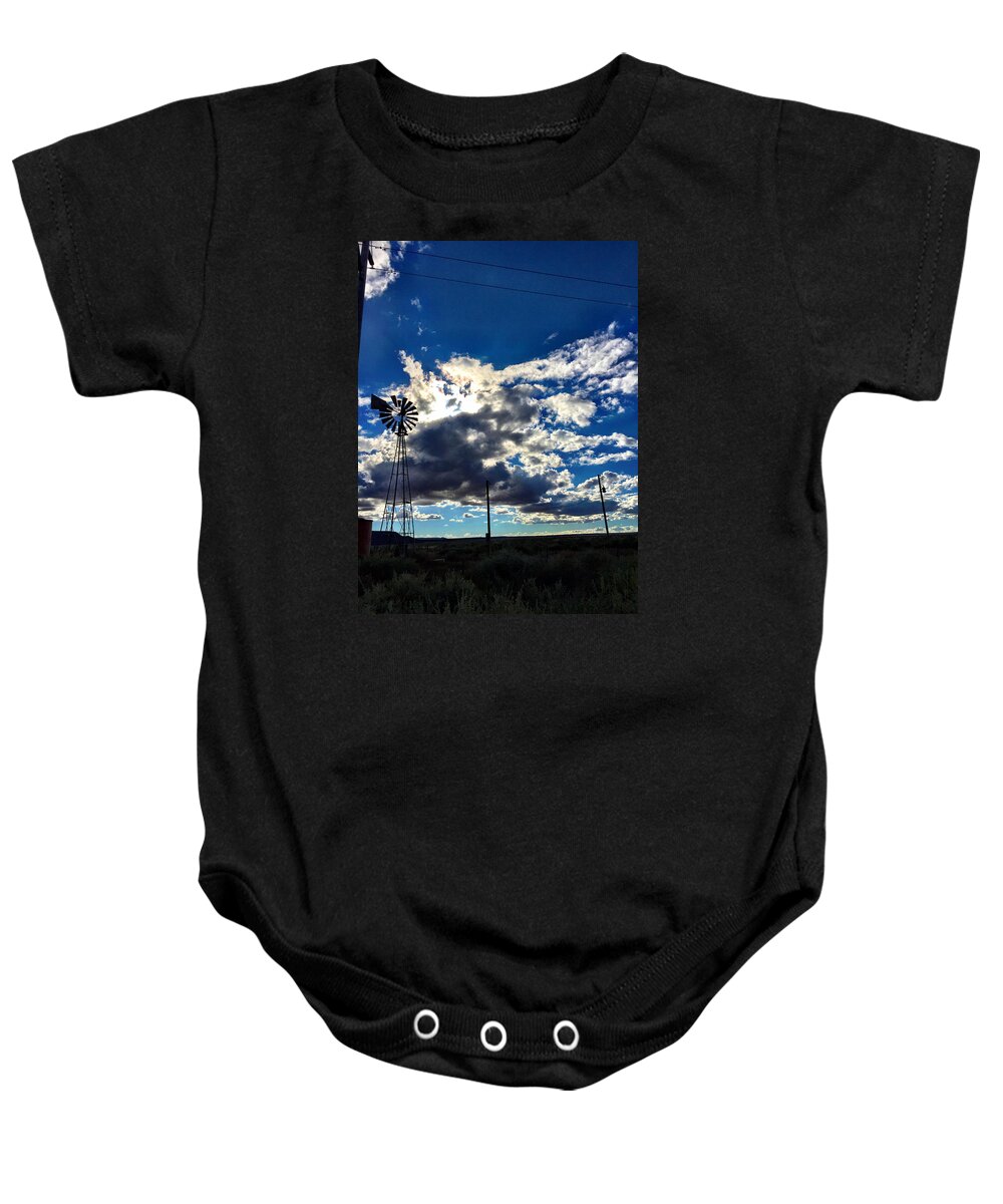 Windmill Baby Onesie featuring the photograph Windmill Lonely by Brad Hodges