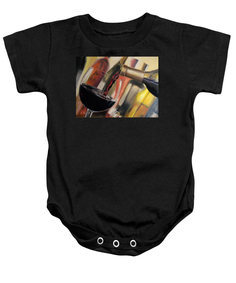 Wine Baby Onesie featuring the painting Wine Pour II by Donna Tuten