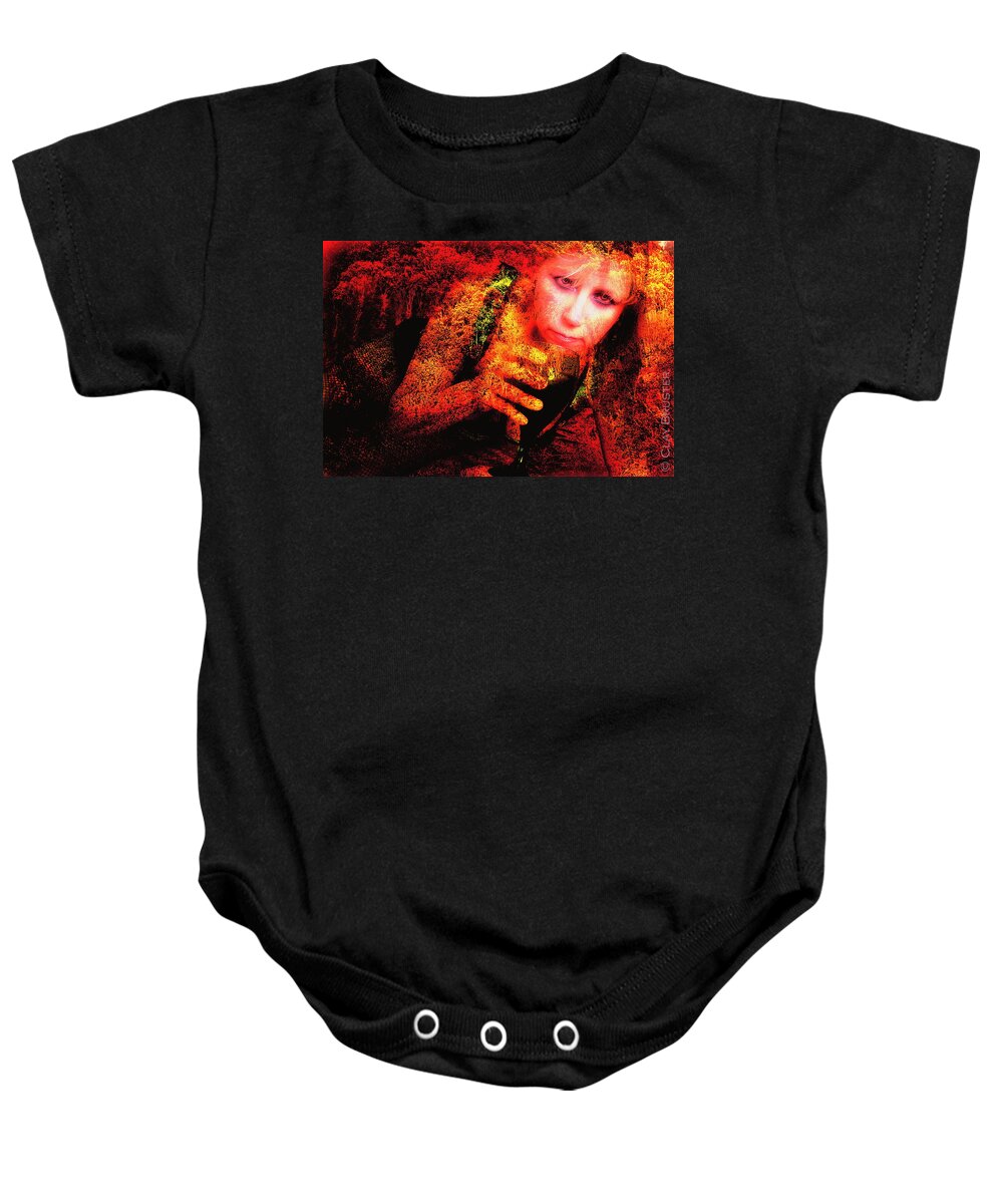 Clay Baby Onesie featuring the photograph Wine Woman and Fall Colors by Clayton Bruster