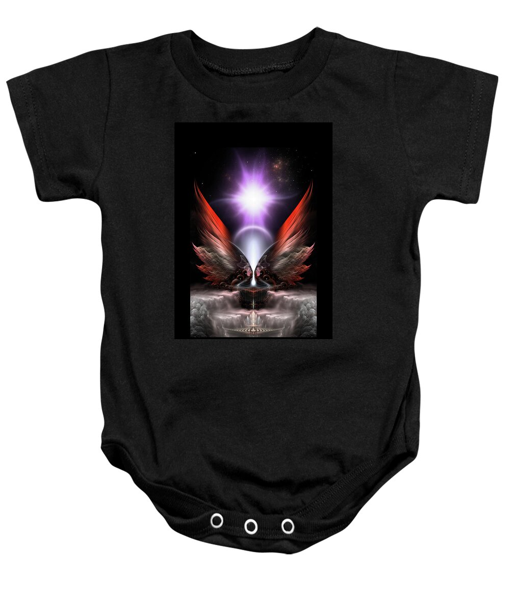 Wings Of Anthropils Baby Onesie featuring the digital art Wings Of Anthropolis HC Fractal Composition by Rolando Burbon