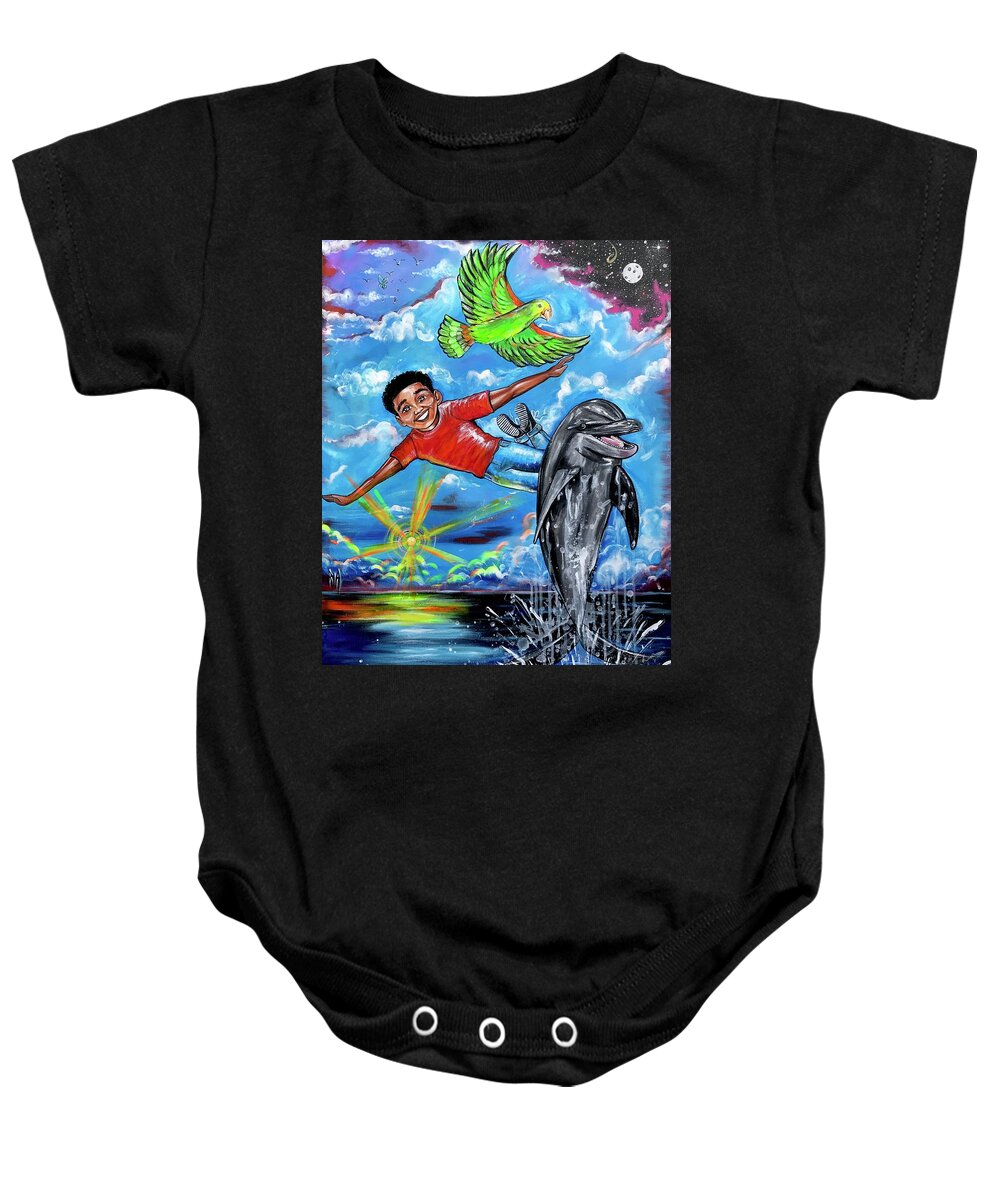 Son Baby Onesie featuring the painting Wisdom by Artist RiA