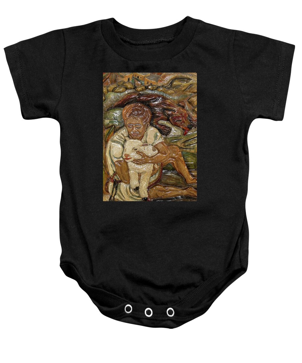 Wood Baby Onesie featuring the photograph Wood Carvings At Atolera Yoselin - 4 by Hany J