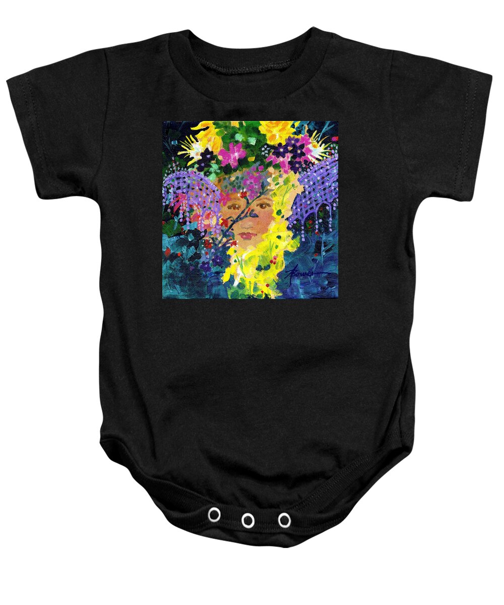 Fantasy Baby Onesie featuring the painting Wood Nymph by Adele Bower