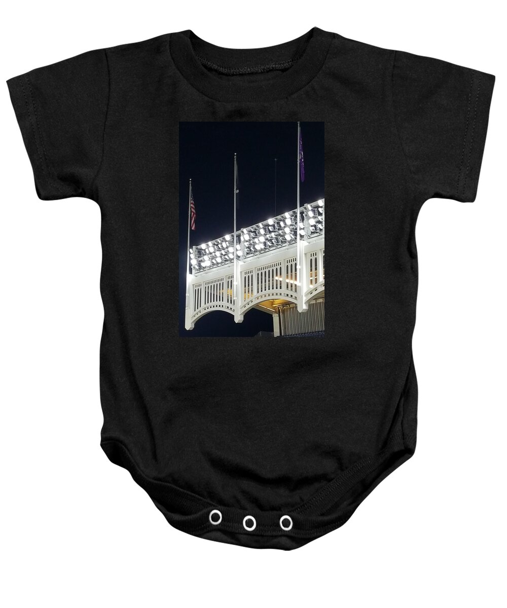 Yankee Stadium Baby Onesie featuring the photograph Yankee Stadium Picket Fence by Rob Hans
