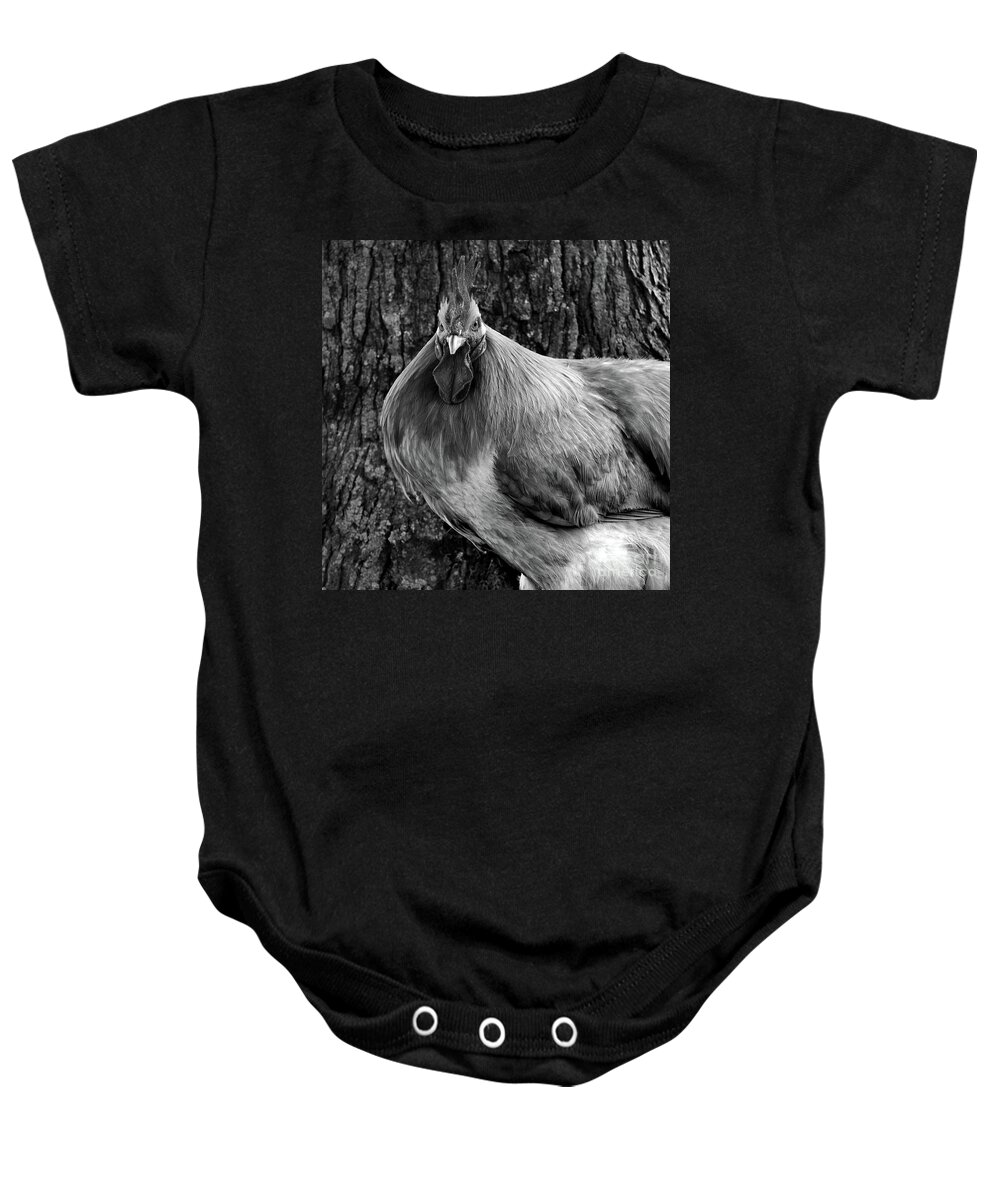 Nature Baby Onesie featuring the photograph Yard Cop Bnw 8x8 by Skip Willits