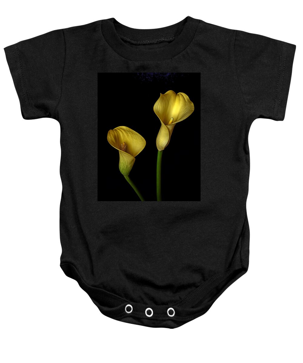 Yellow Callas Baby Onesie featuring the photograph Yellow Callas by Wes and Dotty Weber