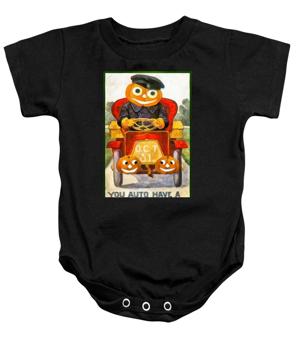 Unknown Baby Onesie featuring the photograph You Auto Have a Happy Halloween by Unknown