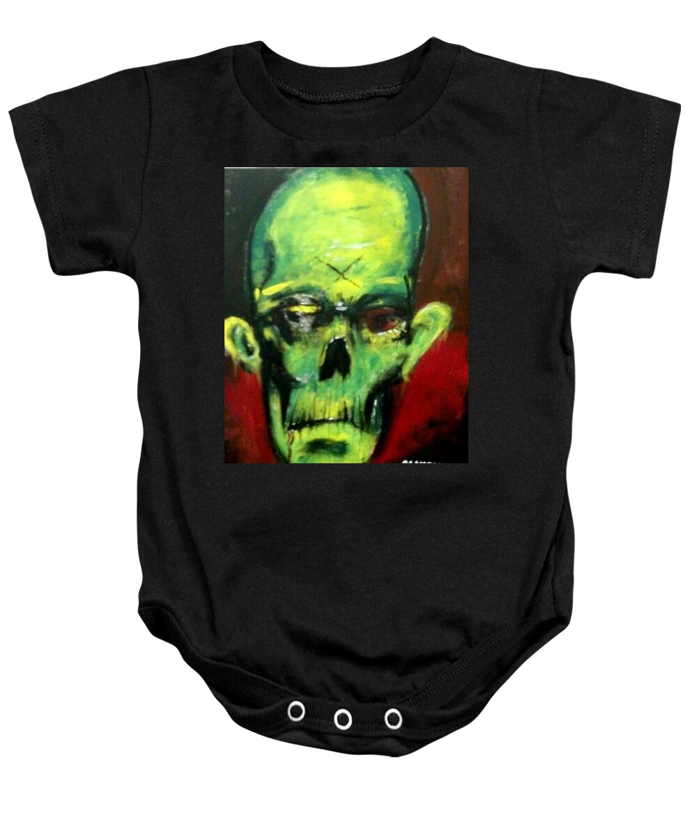 Zombie Baby Onesie featuring the painting Zombie by Ryan Almighty
