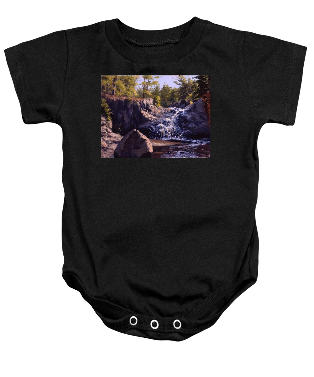Landscape Baby Onesie featuring the painting Amnicon River Falls by Rick Hansen