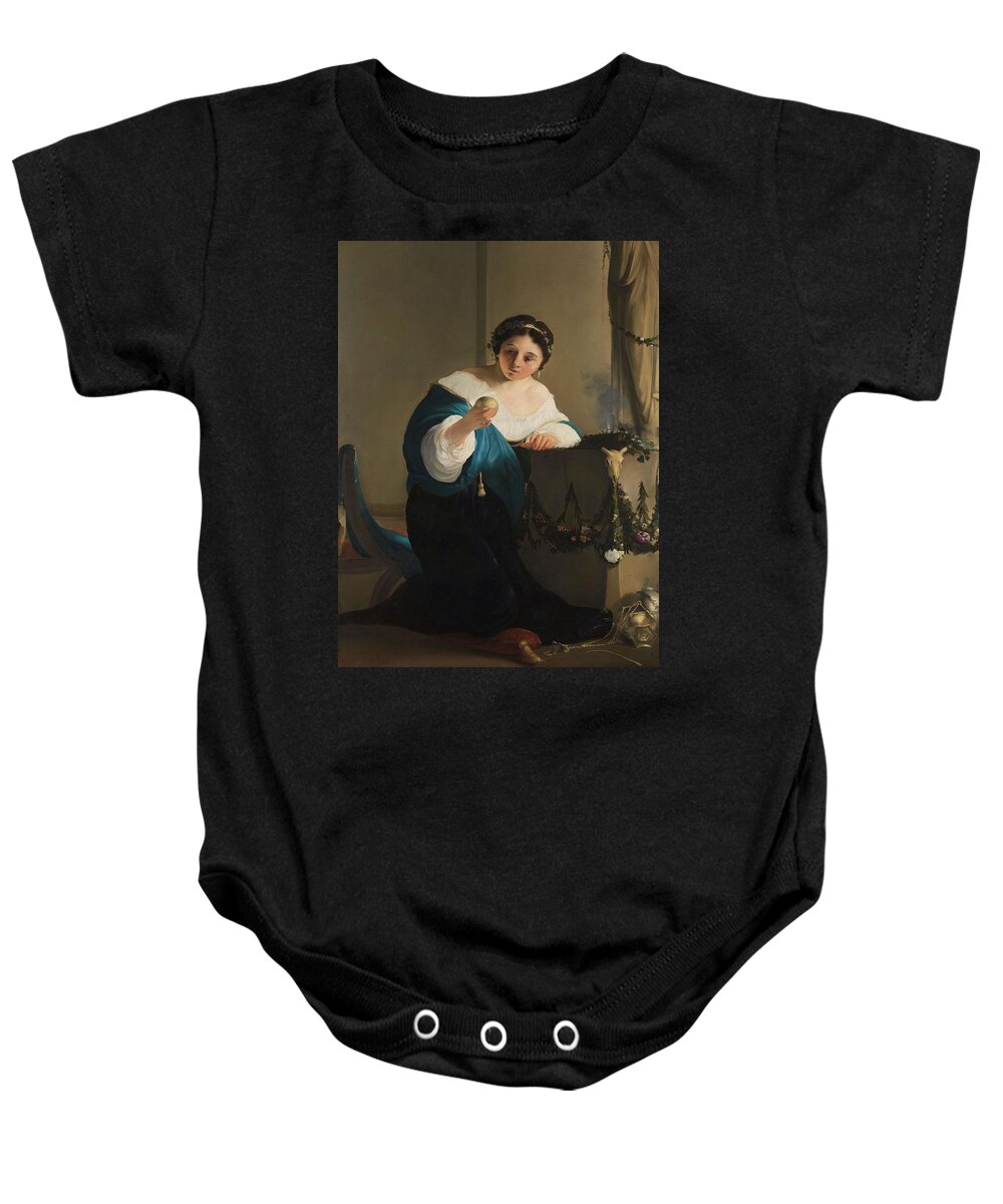 Canvas Baby Onesie featuring the painting Cydippe with the Apple of Acontius. #1 by Paulus Bor