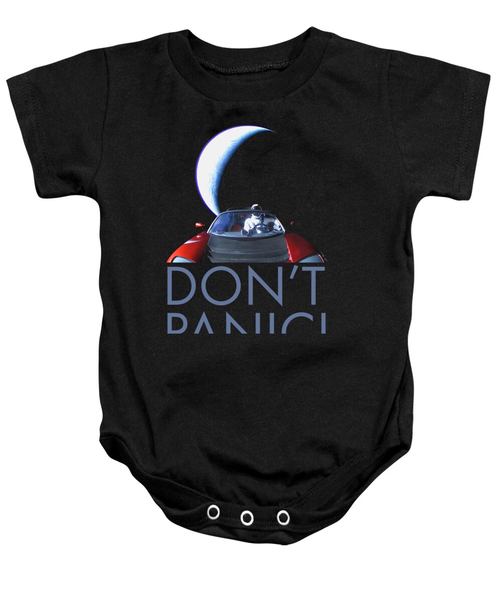 Dont Panic Baby Onesie featuring the photograph Don't Panic Starman by Megan Miller