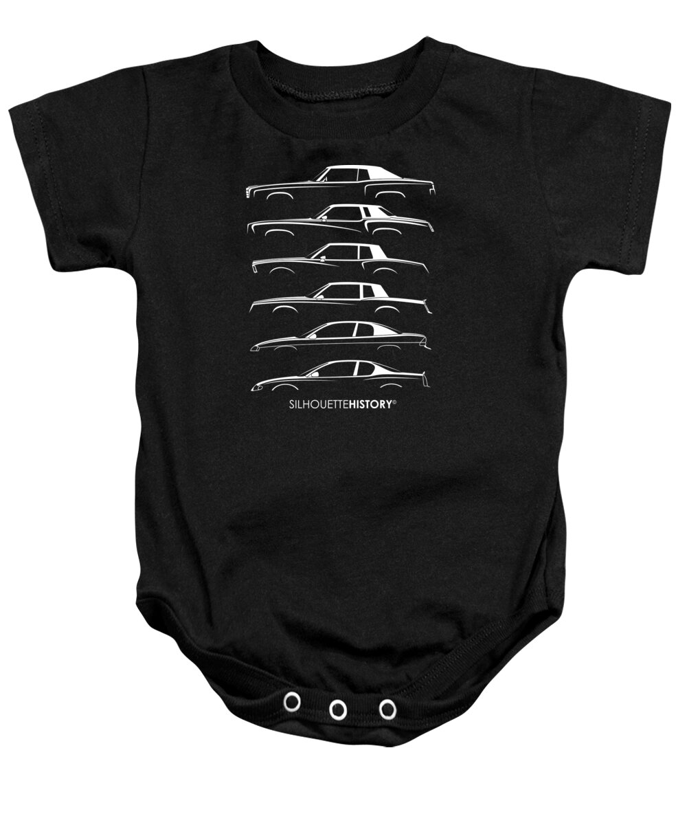 Amercan Car Baby Onesie featuring the digital art Monte Carlo Sport SilhouetteHistory #1 by Gabor Vida