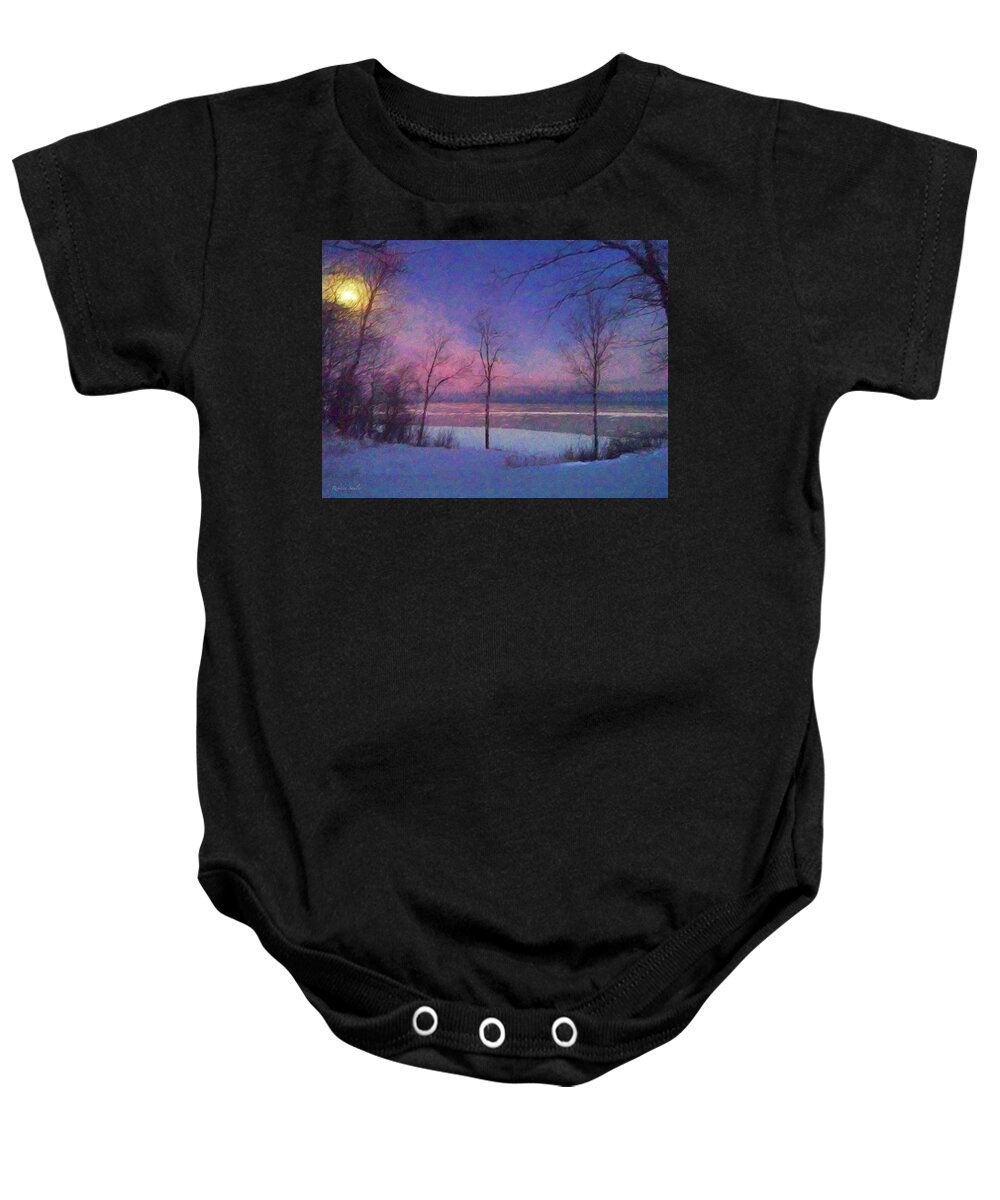 Moon Baby Onesie featuring the photograph Moonset #1 by Rebecca Samler