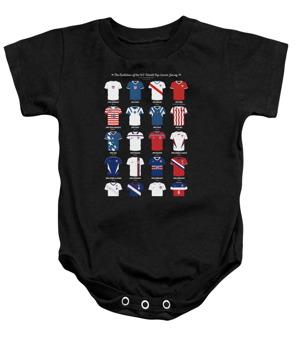 World Cup Baby Onesie featuring the digital art The Evolution of the Us World Cup Soccer Jersey by Zapista OU