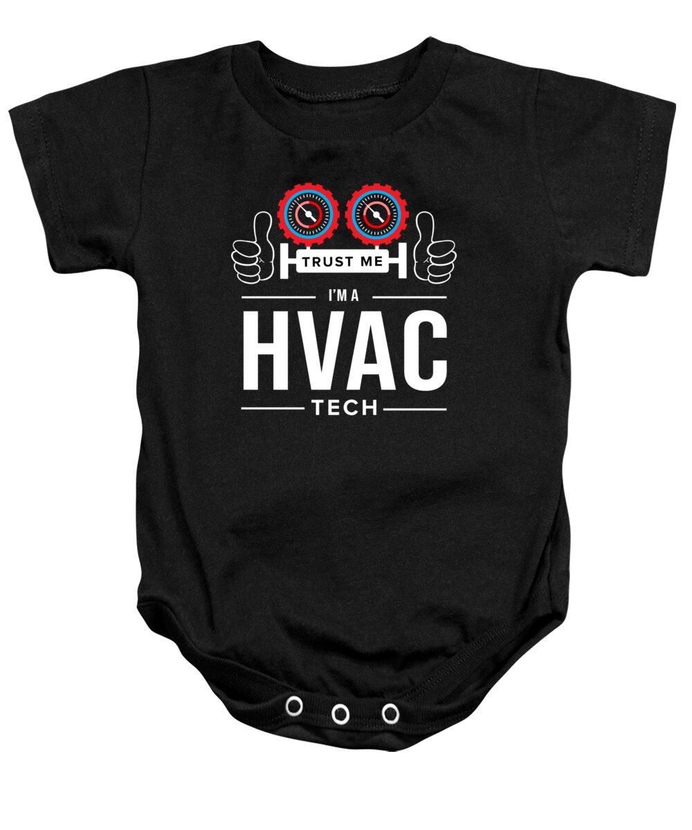 Technology Baby Onesie featuring the digital art HVAC Technician Hvac Tech Heating Ventilation by TeeQueen2603