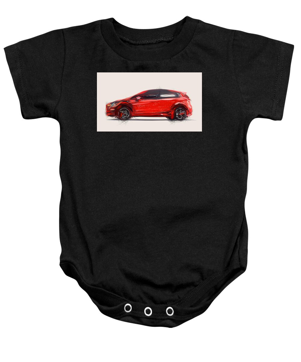 Ford Baby Onesie featuring the digital art Ford Fiesta ST Draw #2 by CarsToon Concept