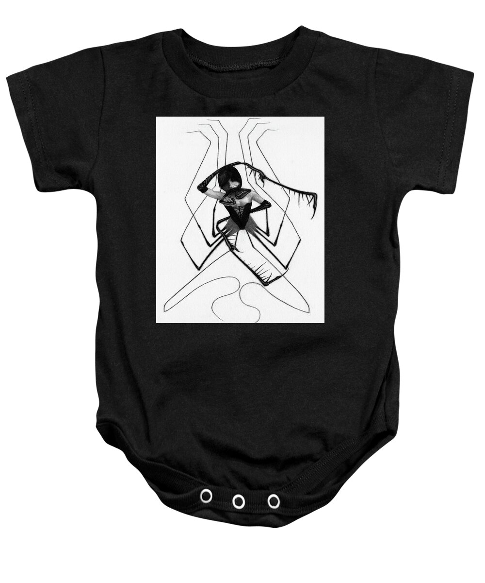 Horror Baby Onesie featuring the drawing Aiko The Mistress Noir - Artwork by Ryan Nieves