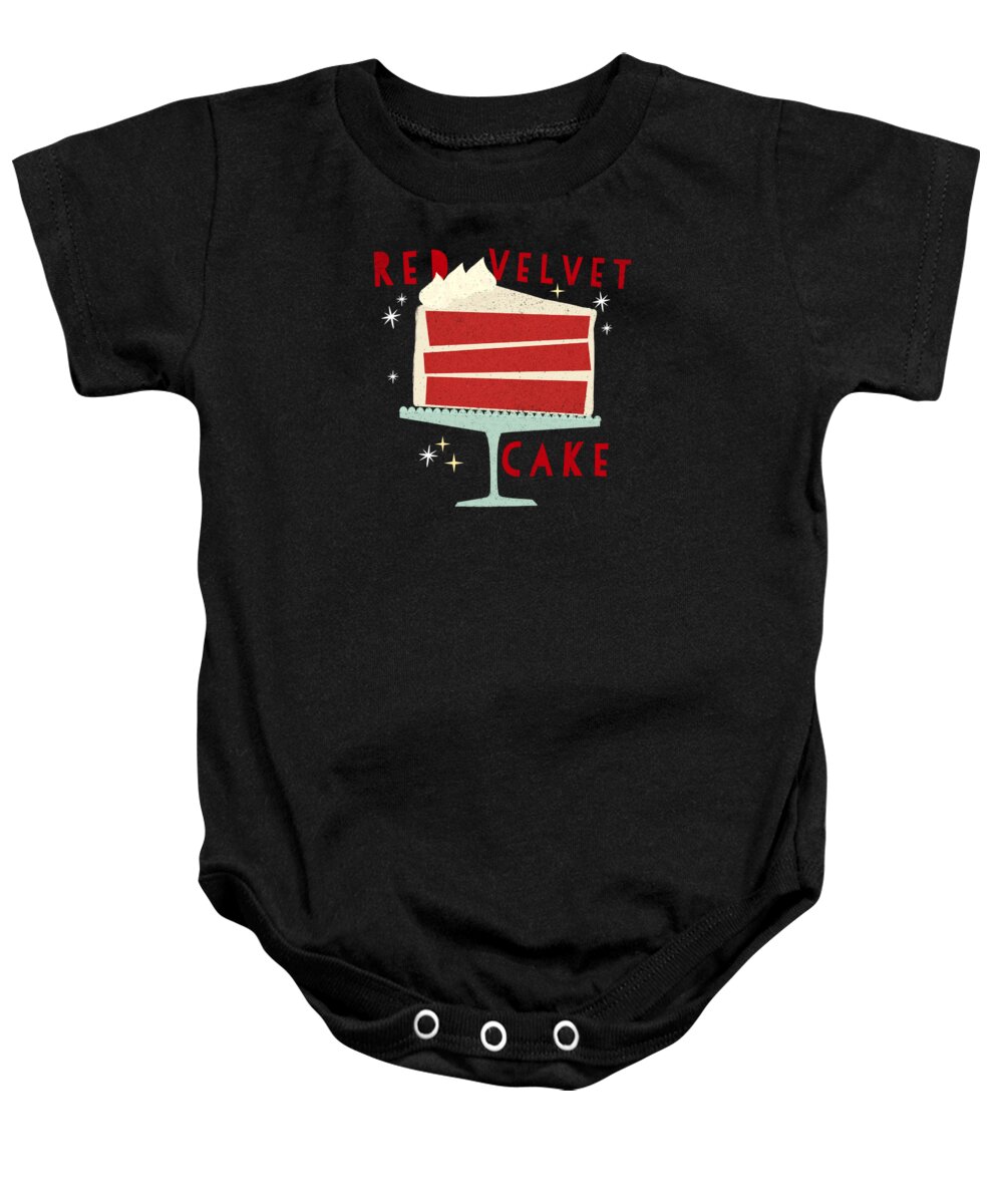 Graphic-design Baby Onesie featuring the painting All American Classic Red Velvet Cake by Little Bunny Sunshine