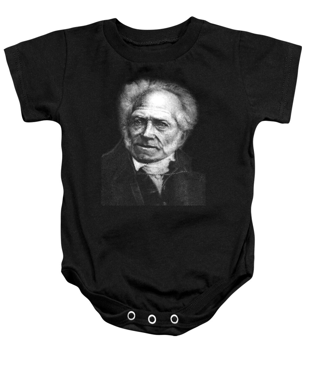 Schopenhauer Baby Onesie featuring the digital art Arthur Schopenhauer by Cu Biz
