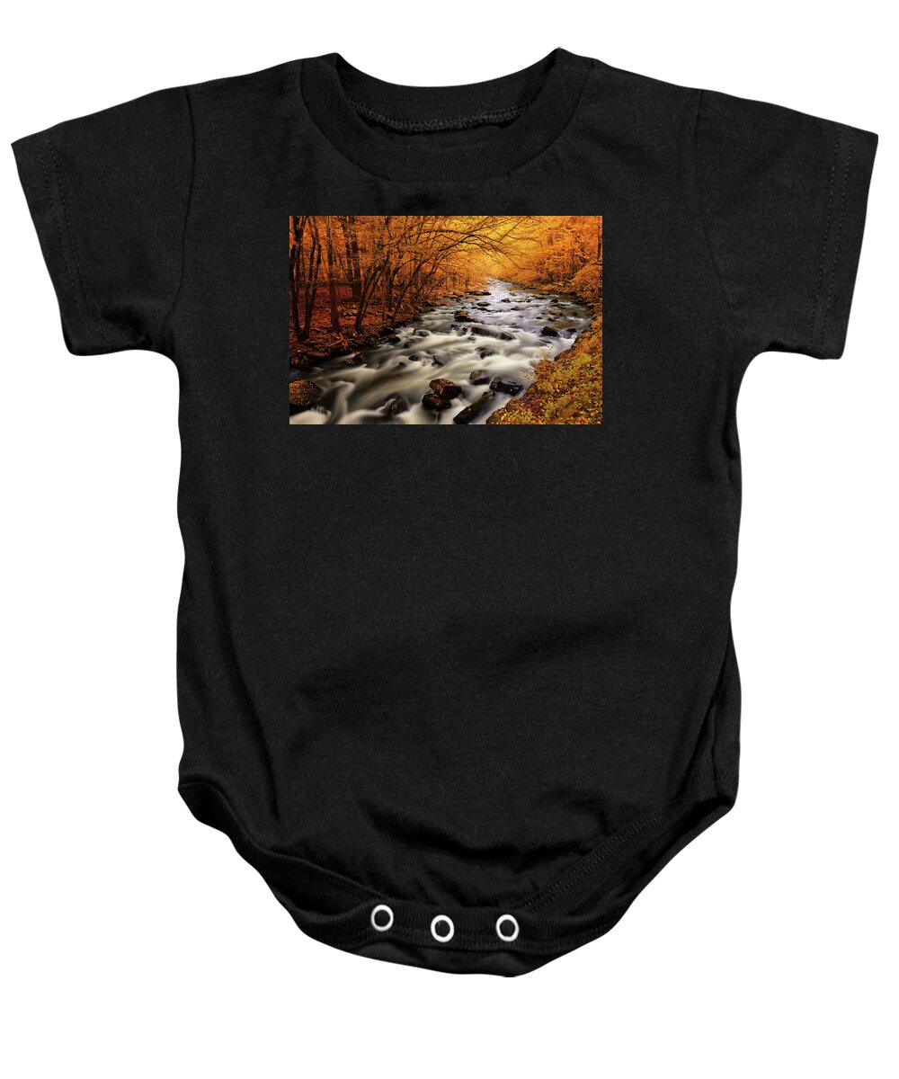Great Smoky Mountains National Park Baby Onesie featuring the photograph Autumn on the Little River by Greg Norrell