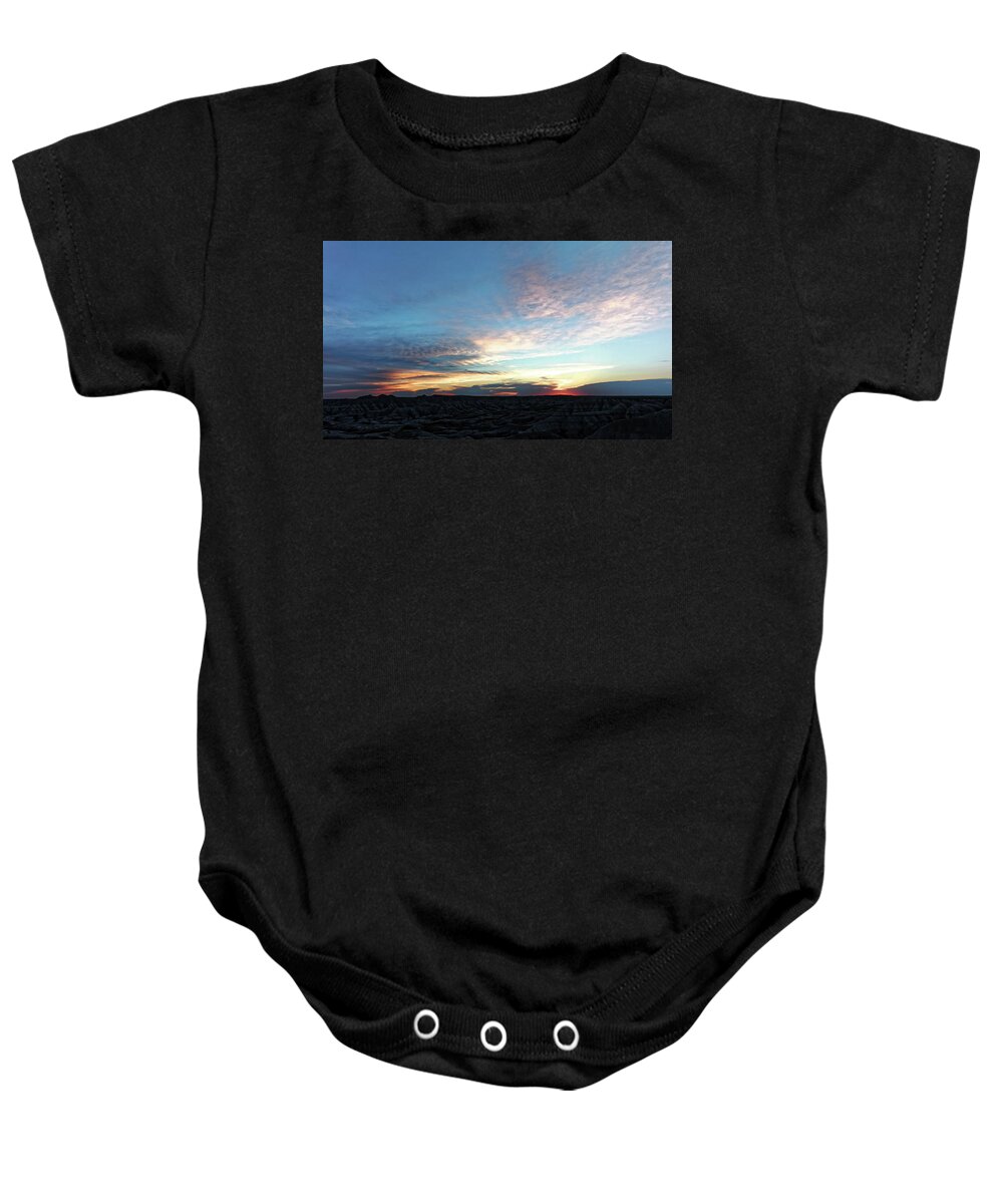 Badlands National Park Baby Onesie featuring the photograph Badlands Sunset by Doolittle Photography and Art